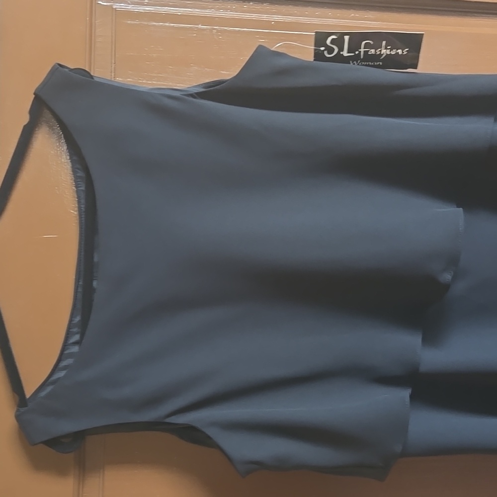 S.L. Fashions-Blk tiered georgette sleeveless dress Suze 22W NWT. - Picture 2 of 6